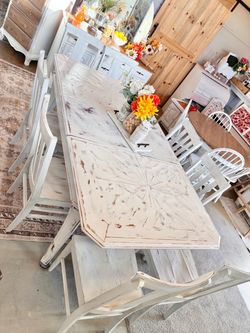 Ultra shabby farm table and chairs