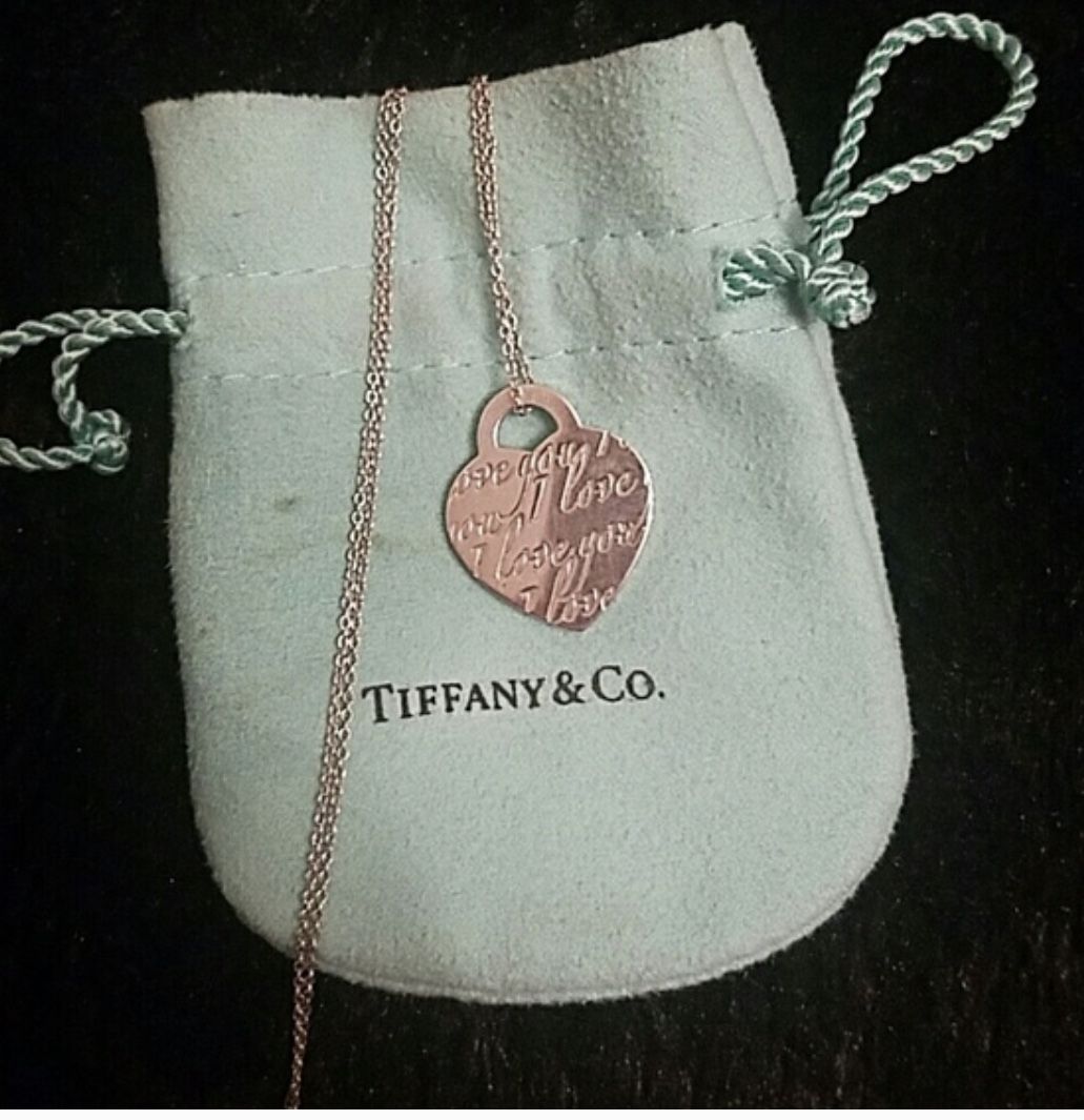 Tiffany & Co Silver Heart I Love You Necklace Pendant Charm Chain Medium