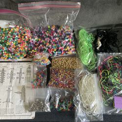 ASSORTED BEADS AND STRING!! Instructions Included. All For $12!