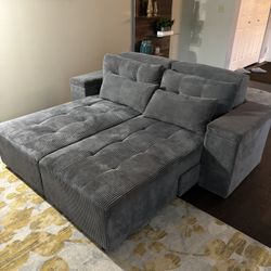 Convertible Oversize Corduroy 3 in 1 Sleeper Sofa and Sectional