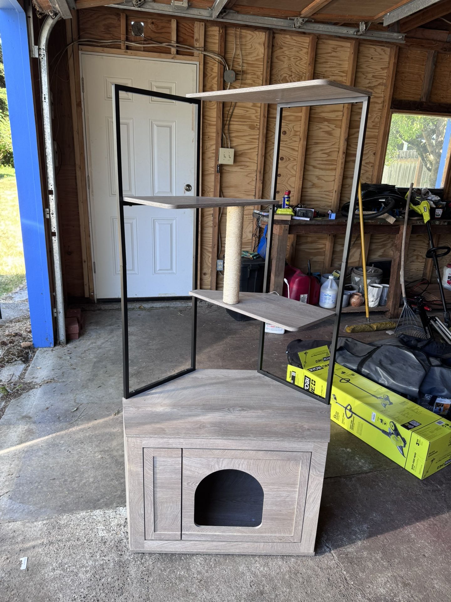 Corner Hidden Litter Box/Cat Tree