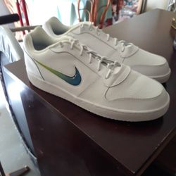 Leather, Nike, 11.size, White, Nike Logo Blue &green