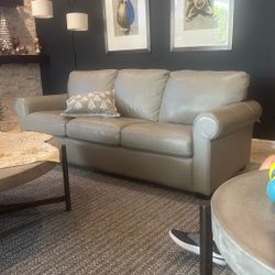 2 Identical Grey Leather Sofas