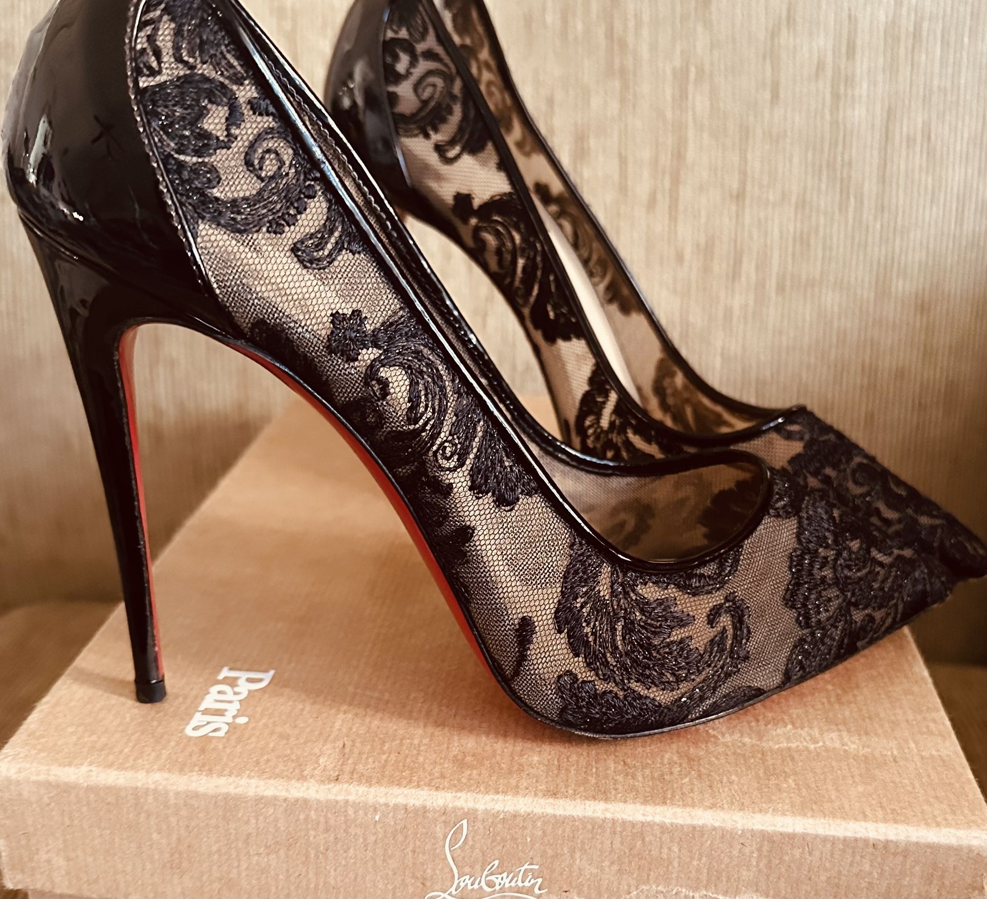AUTHENTIC CHRISTIAN LOUBOUTIN  LACE HEELS 