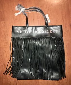 New Victoria’s Secret Black Fringed Purse Tote Bag