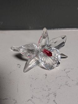 Swarovski Crystal Red and Clear Flower Figurine