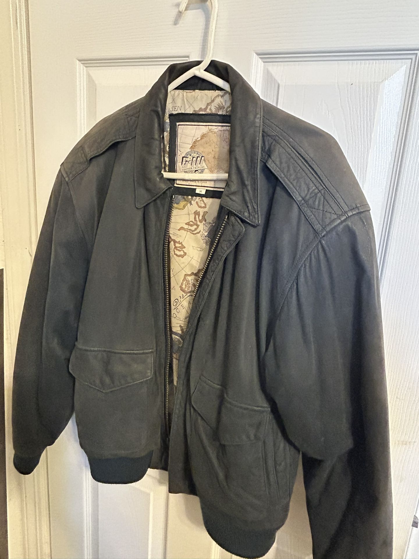 Dark Blue Mens Leather Jacket