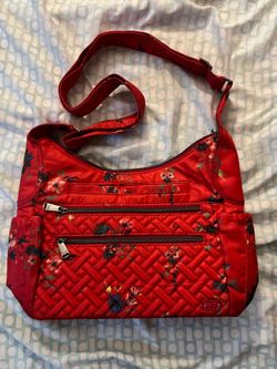 LUG Camper Se Purse ~Bouquet Red Floral Crossbody Pocketbook Shoulder Bag
