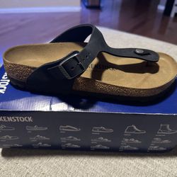 NEW Birkenstock Gizeh Oiled Black Leather Size 40