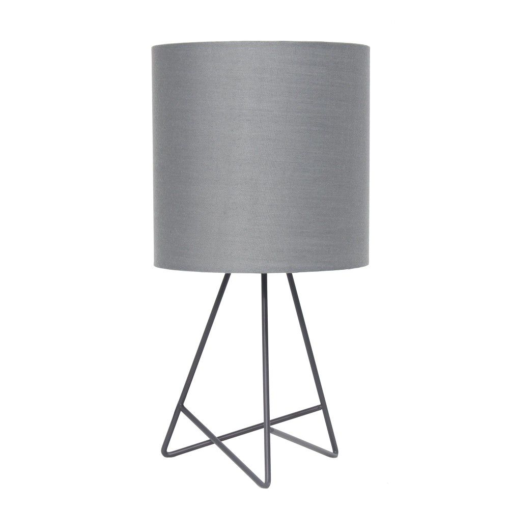 Gray Table Night Light Lamp wih Fabric Shade