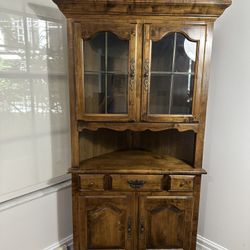 Vintage Wood Corner Cabinet