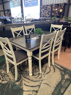 New dining table 6 chairs, beautiful color solid wood 60 inches times 36 inches ready to deliver