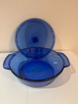 Cobalt Blue Glass Casserole Dish with Lid