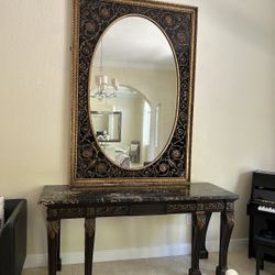 Large Antique Mirror And Console 