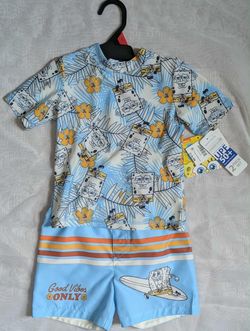 Wonder Nation Boys 2T- SpongeBob SquarePants 2-Piece Swimwear Set. 