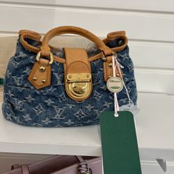 Louis Vuitton Pleaty Monogram Denim Handbag 