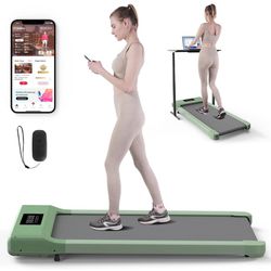 Under Desk Treadmill, Smart 2-in-1 Walking Pad for Walking and Jogging, Portable 2.5HP Low-Noise Treadmill with Remote & App Control, 300lbs Capacity