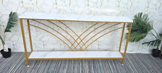 Tribesigns 70.9 inch Extra Long Console Table, Faux Marble Entryway Table with 2 Tier Storage Shelf, Narrow Sofa Table Behind Couch, Modern Hallway Ac