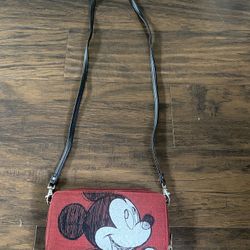 Authentic Walt Disney World Resort Wristlet Wallet, Mickey Mouse Sketch Crossbody Red