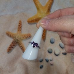 Silver Plated Ring With Heart Gemstone Size 8-10