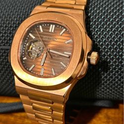 SEIKO MOD NAUTILUS ROSE GOLD OPEN HEART With Premium Rotor Upgrade