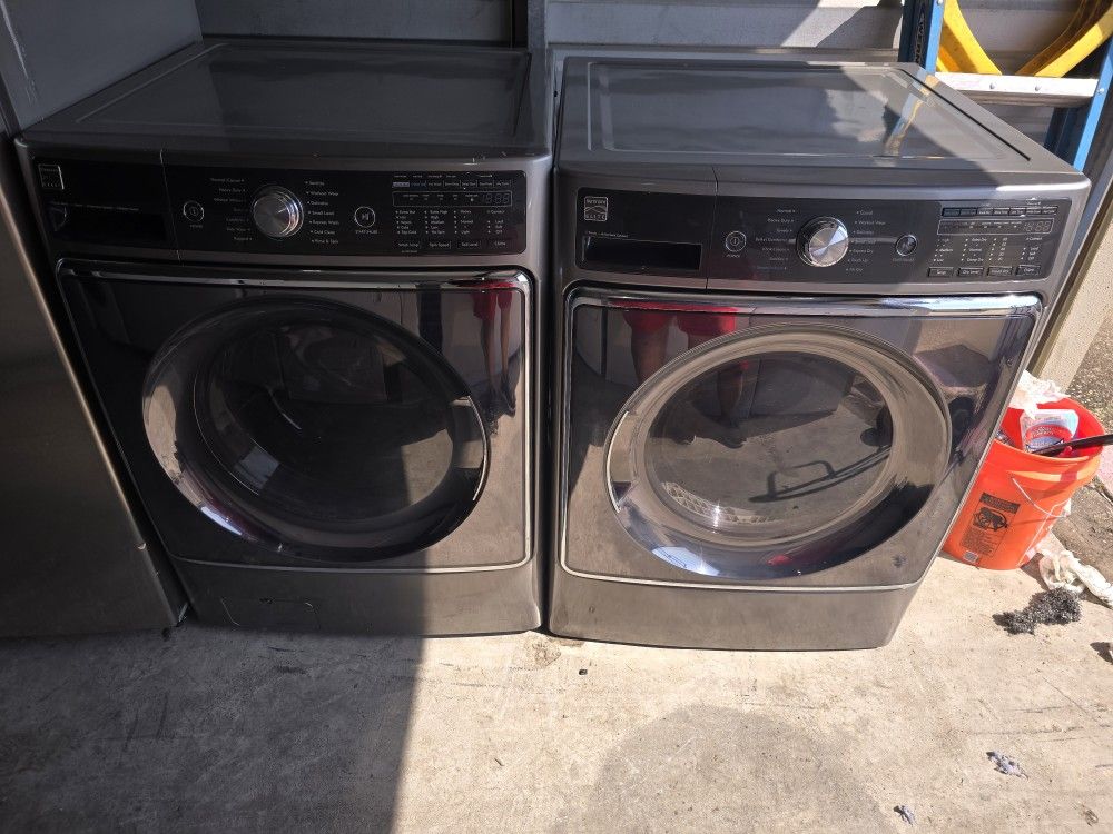 Kenmore Elite 5.2 cu. ft. Front-Load Washer with Steam Treat - Metallic Silver And Dryer Electric
