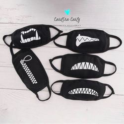 Kids Face Mask, Child Reusable face Mask, Reusable face Mask, Teeth Face Mask, Teeth Faces Face Mask, Hand Made in the USA