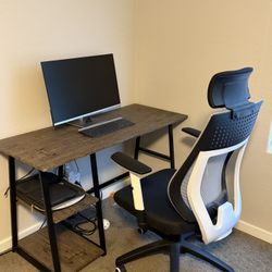 Monitor With Desk and Chair
