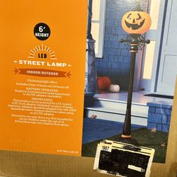 Halloween 6’ LED Light Up Flickering Jack O’ Lantern Street Light Blow Mold New! 