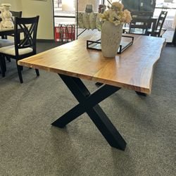 70” Solid Wood Live Edge Dining Table 