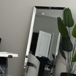 Floor Mirror With Mirrored Trim 