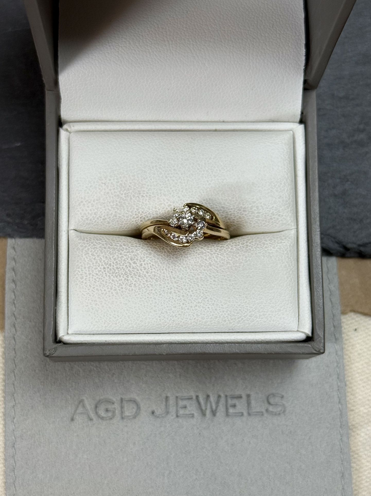 10k Yellow Gold Diamond Wedding Band Ring Set