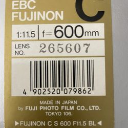 Rare FUJI FUJINON CAMERA LENS 600mm Tokyo Japan  Vintage New Nos Macro 