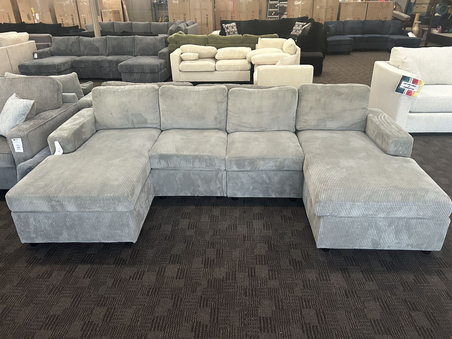 Light Gray Double Chaise Sectional Sofa