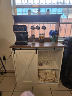 DreamCurship Farmhouse Coffee Bar Cabinet