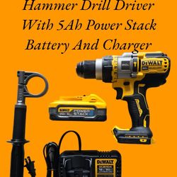 Dewalt 20v Flexvolt Hammer Drill Driver With 5Ah Power Stack Battery And Charger 