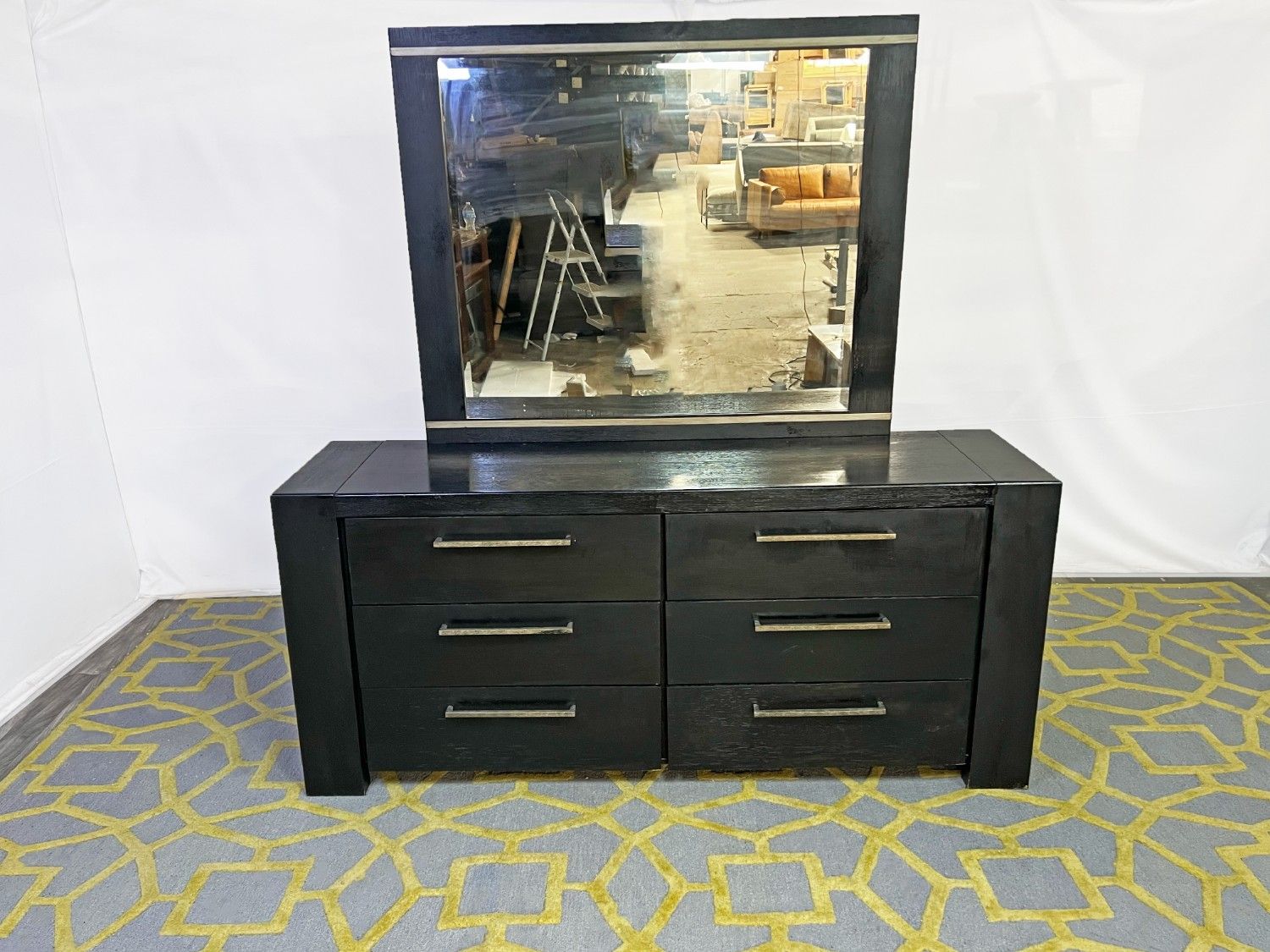 ( Delivery Available ) Raymour & Flanigan Black Wooden Dresser