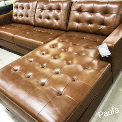 Left & Right Chaise Genuine Leather Camel Color Ashley Baskove Collection ⭐$39 Down Payment with Financing ⭐ 90 Days same as cash 