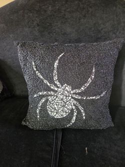 Black Beaded Spider Decorative Throw Pillow