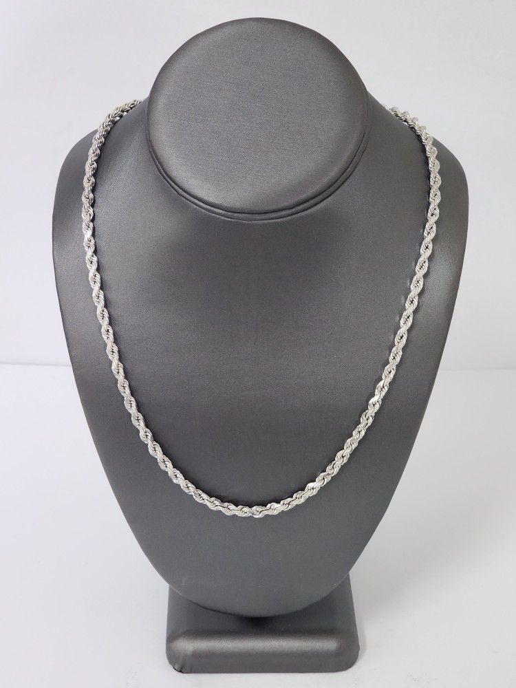 20" Rope Chain 10k White Gold 36.8g