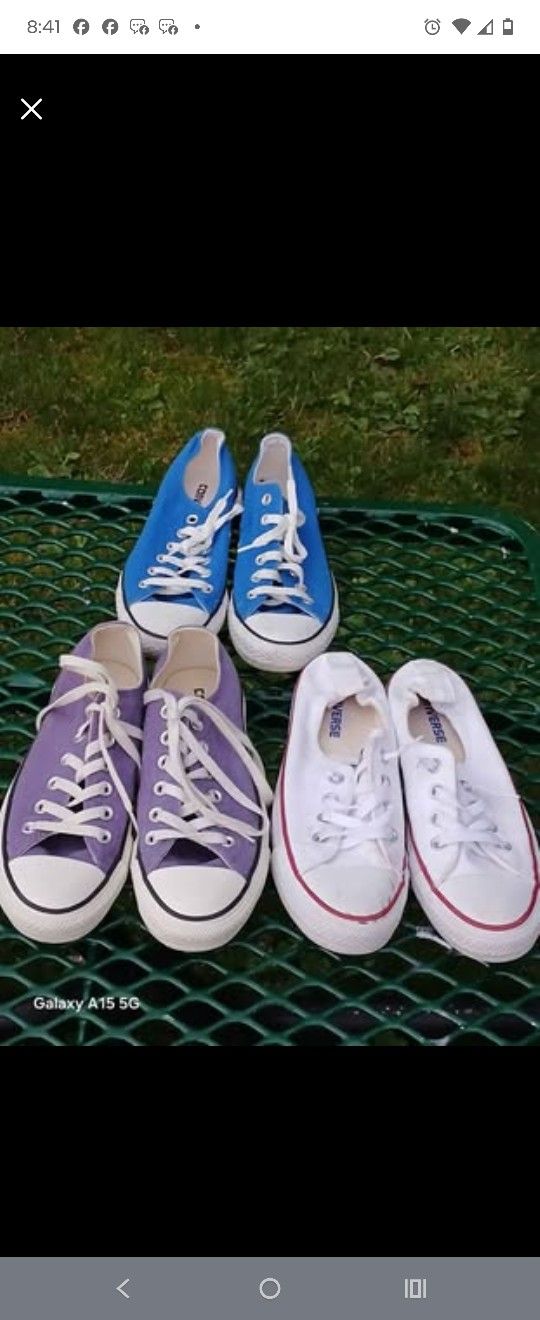 x3 Pairs Of Women's Convers Two Size 7 One Size 8 ONE PRICE BUYS ALL 3 PAIRS!