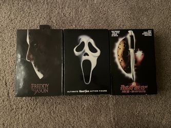 NECA HORROR FIGURES FREDDY VS JASON , GHOST FACE , FRIDAY THE 13th $30 EACH 