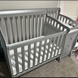 Gray Mini Baby Crib 