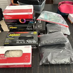 Lot Of Vinyl Gloves And Face Masks