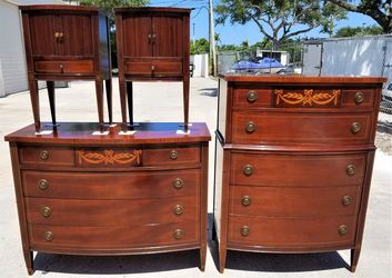 Antique 4 Piece VANLEIGH FURNITURE of New York Mahogany Bedroom Set 19.9.18 c1