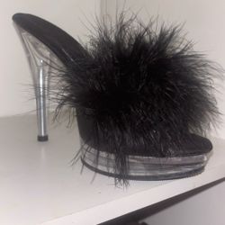 Heels Fluffy a  Black Heels 