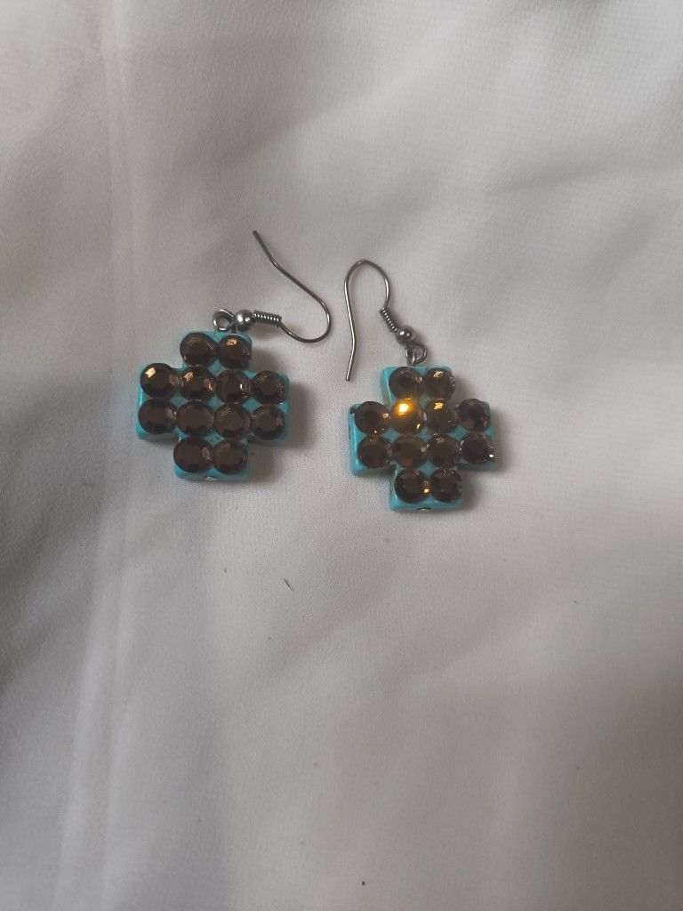 NATURAL NATURAL STONE TURQUOISE ""HAND MADE EARRING ""