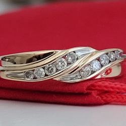 ❤️10k Size 7 Precious Solid Yellow Gold Genuine Diamonds Band Ring!/ Anillo de Oro de Banda con Diamantes!👌🎁Post Tags: 10k 14k

