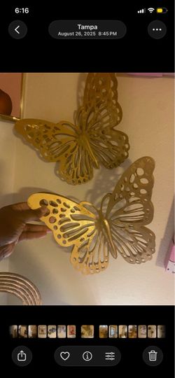 2 sets of gold butterflies wall decor