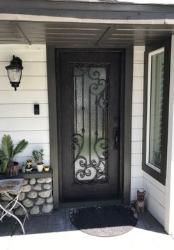 Entry door metal glass